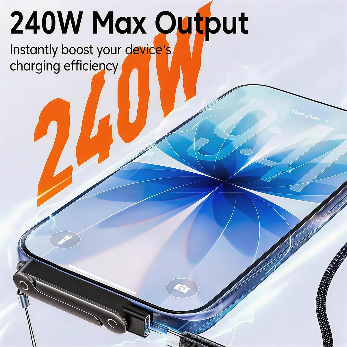 KickCable 2-in-1 Fast Charging Cable with Hidden Phone Stand "Type C"