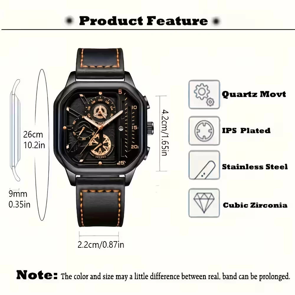 POEDAGAR 628 Men's & Women's Leather Quartz Watch