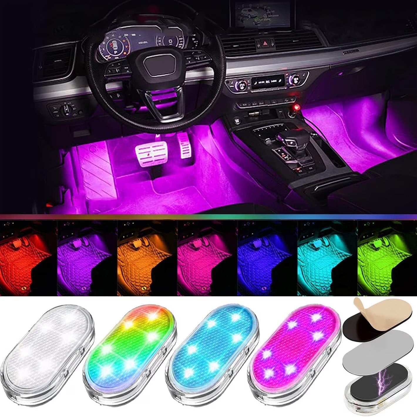 Mini USB Rechargeable LED Car Lights (6PCS)