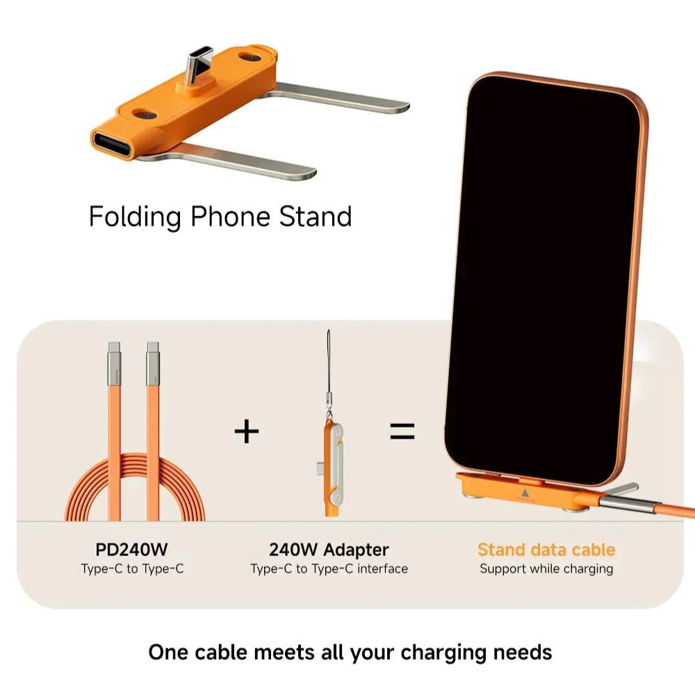 KickCable 2-in-1 Fast Charging Cable with Hidden Phone Stand "Type C"