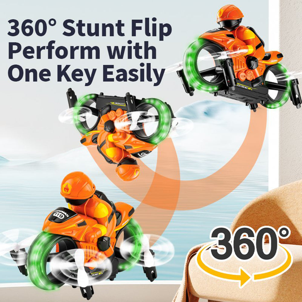 Flying Motorcycle RC Toy – Land & Air Stunt Bike for Kids