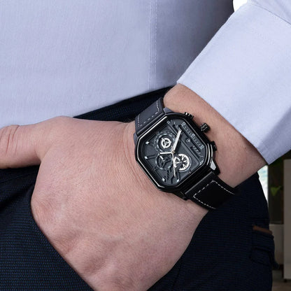 POEDAGAR 628 Men's & Women's Leather Quartz Watch