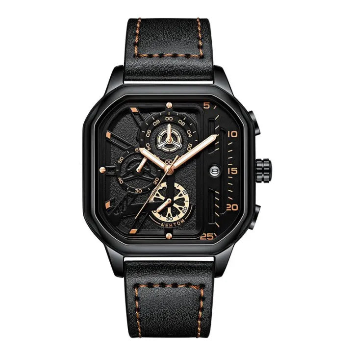 POEDAGAR 628 Men's & Women's Leather Quartz Watch