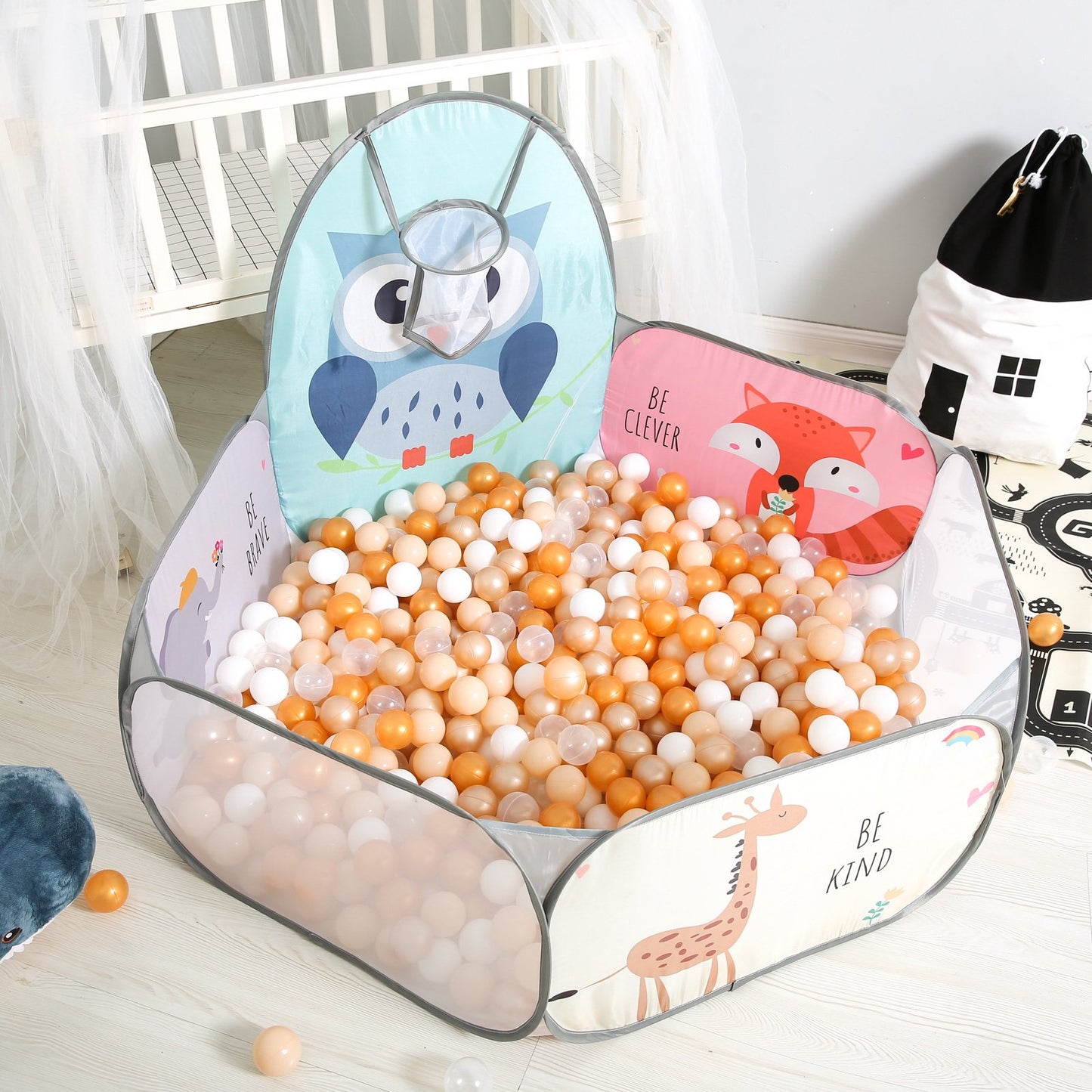 Folding Ball Pool Tent with Basketball Hoop