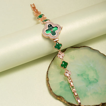 Quartz watch For Women with real agate crysta Green