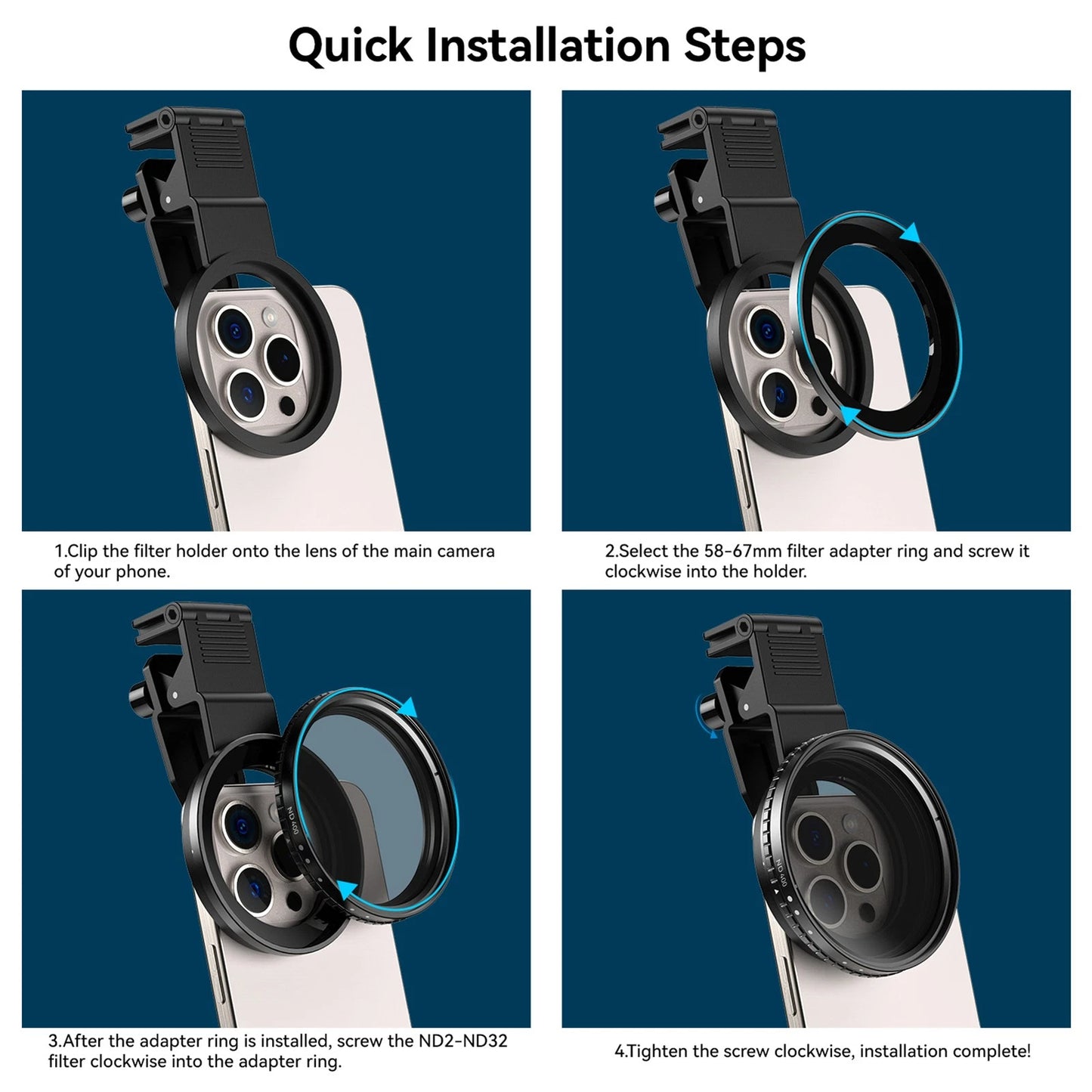 Apexel ND2–400 Smartphone Camera Filter Kit